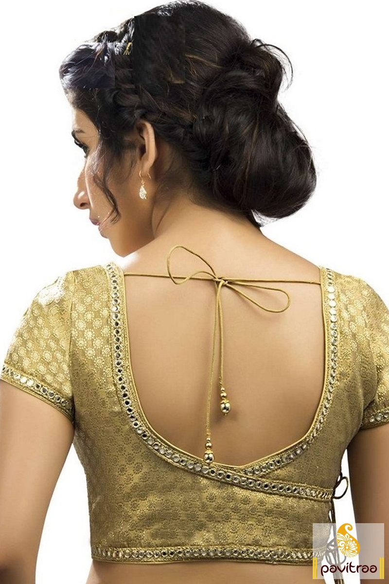 Silk Saree Back Side Simple Blouse Designs Photos