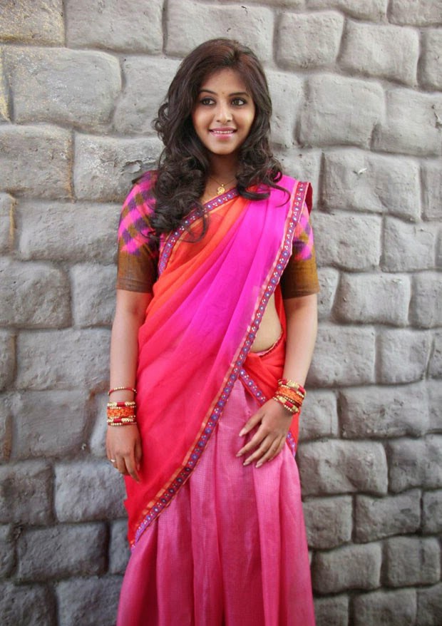 Glamorous Photos Of Anjali In Red Half Saree