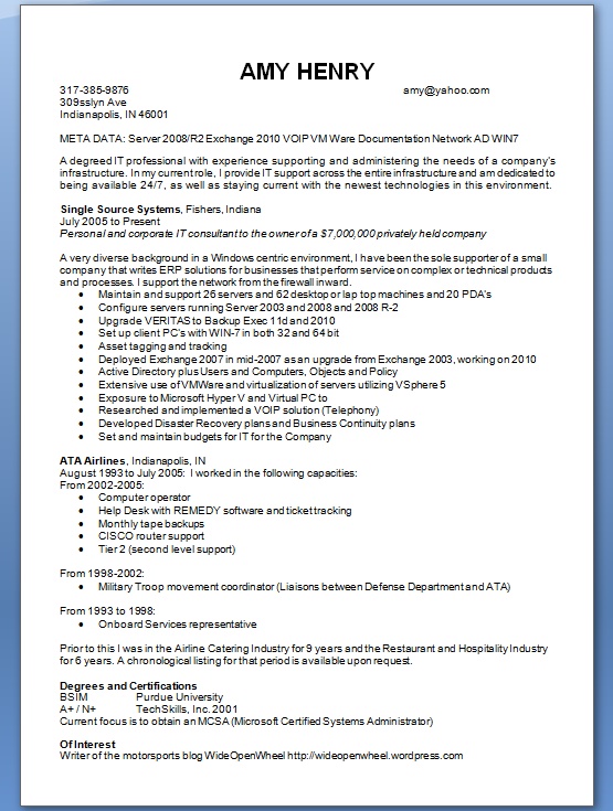 How To Write A Good Resume For A Network Engineer in Word Format Free