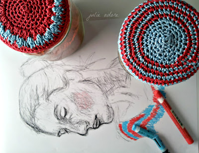 bleu rouge crochet pot confiture dessin fem foodme crayon drawing