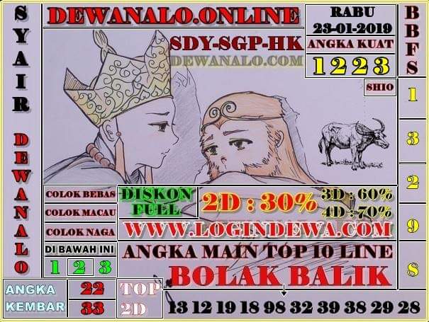 KODE SYAIR HONGKONG RABU 23 JANUARI 2019 KODE SYAIR KALONG