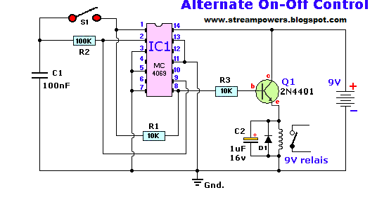 Alternating ON-OFF Control Circuit Diagram