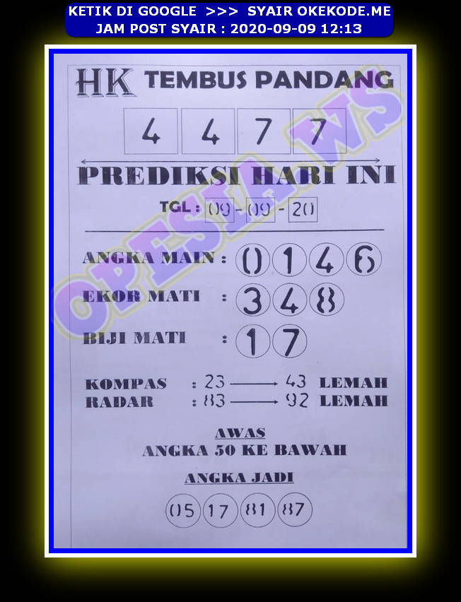 1 New Message Kode Syair Hongkong 9 September 2020 Forum Syair Togel Hongkong Singapura Sydney