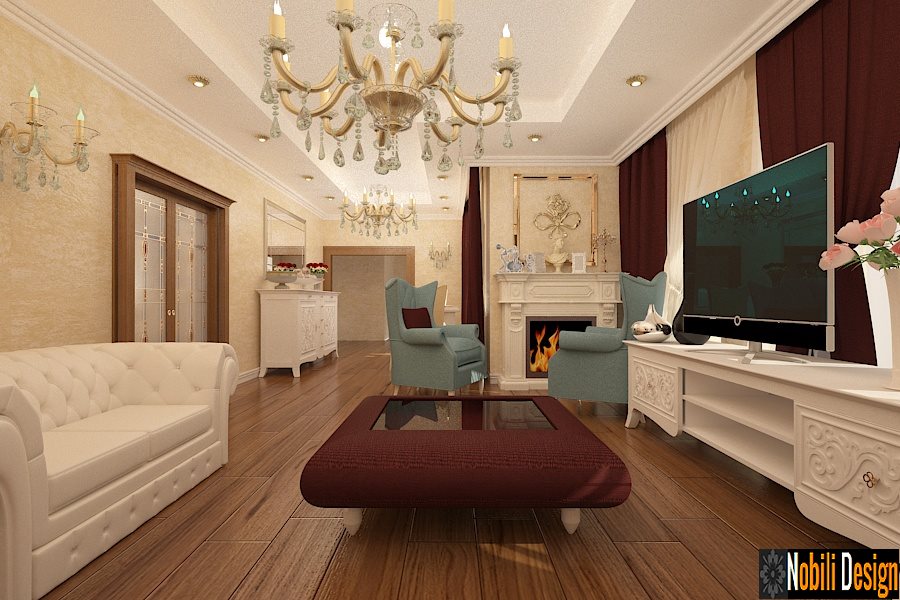 Design interior living mobila clasica italiana - Design interior casa clasica Bucuresti