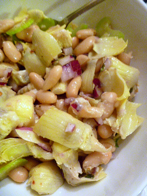 Artichoke and White Bean Salad: A light and refreshing salad with flavors that POP!  Perfect for a potluck or summer alfresco dinner.  Slice of Southern