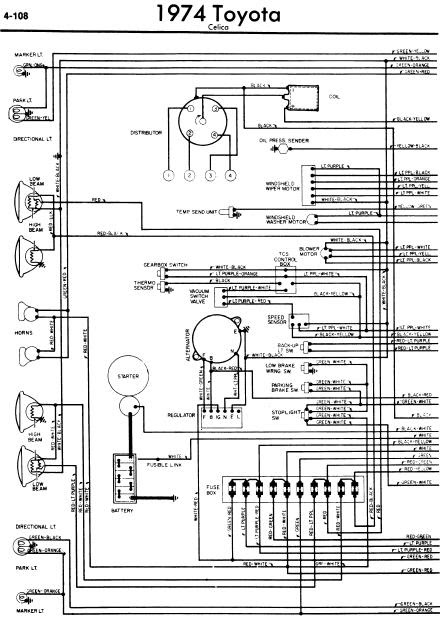 repair-manuals: Toyota Celica A20 1974 Wiring Diagrams