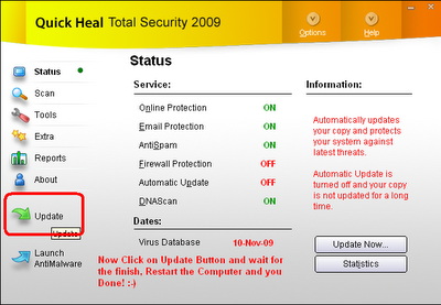 how to update quick heal antivirus offline