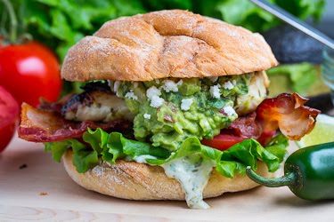 Tequila Lime Grilled Chicken Club Sandwich with Guacamole and Roasted Jalapeno Mayo Tequila Lime Grilled Chicken Club Sandwich with Guacamole and Roasted Jalapeno Mayo