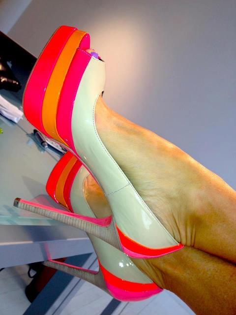 neon colored pumps