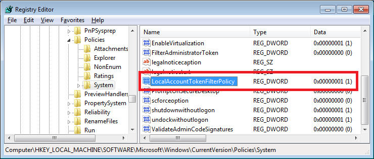 Remote UAC Access Denied Errors - Local Account Token Filter Policy - Remote UAC Fix 1