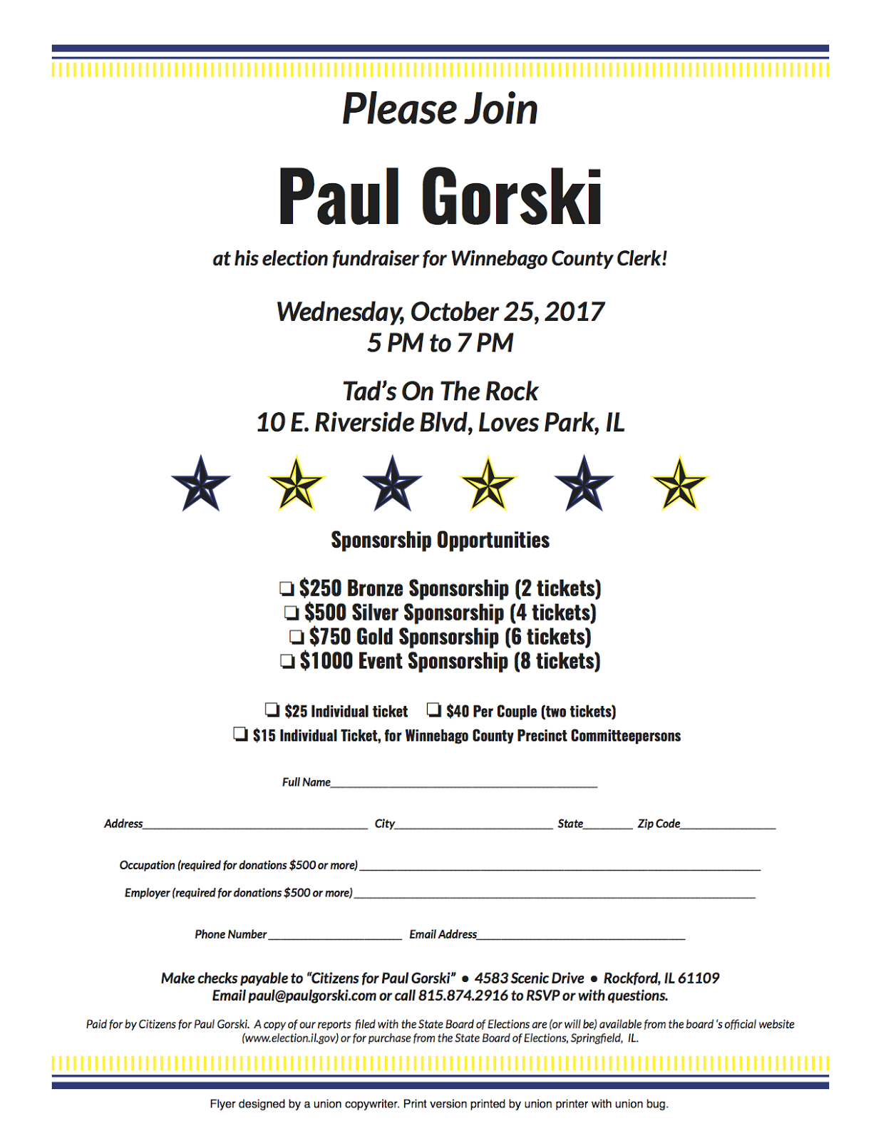 paul gorski for county clerk fundraiser wednesday october 25 2017