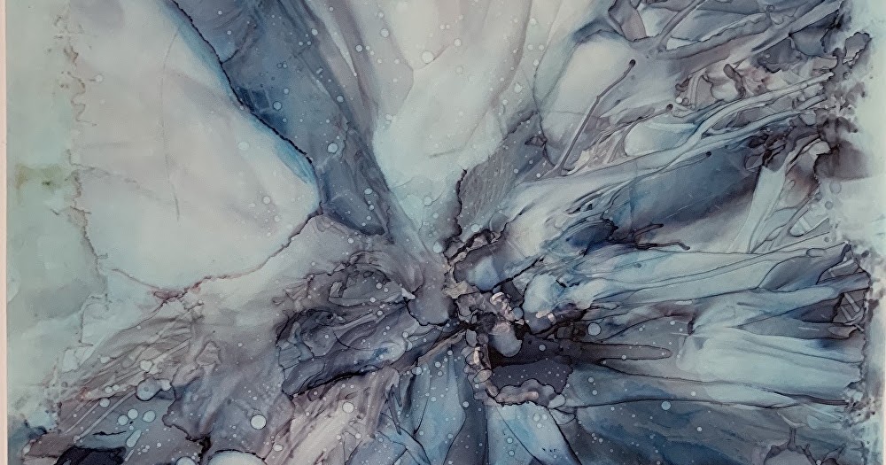Mary Ann Ziegler Art Alcohol Inks, Abstract Painting, Contemporary Art “WINTER'S SNOWFLAKE” by