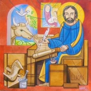 San Lucas Ilustración de San Lucas - El Evangelista sentado