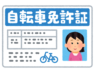 自転車免許証のイラスト(女性)