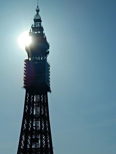 Blackpool Tower Blue Sky Sunshine Silhouette