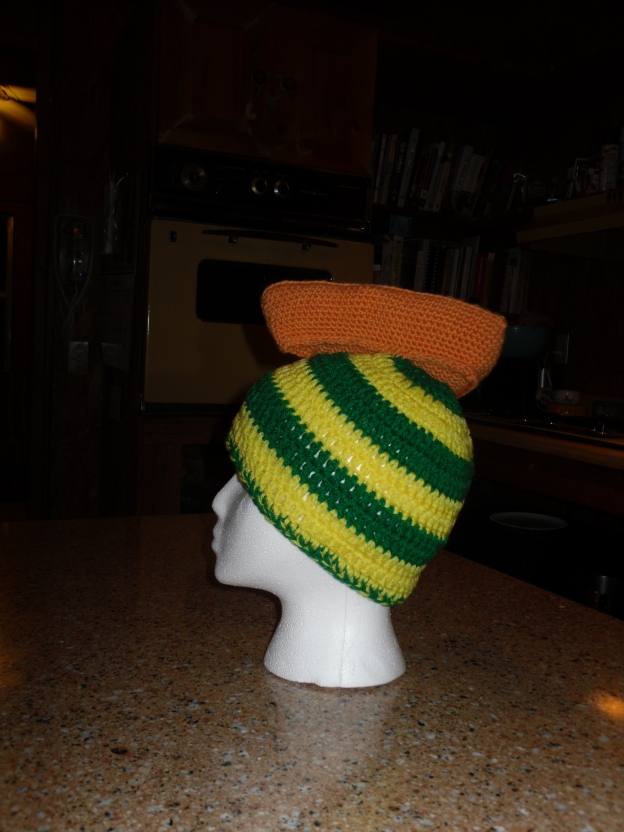 Leslie's Crochet World Green Bay Packers Cheesehead fancy hat