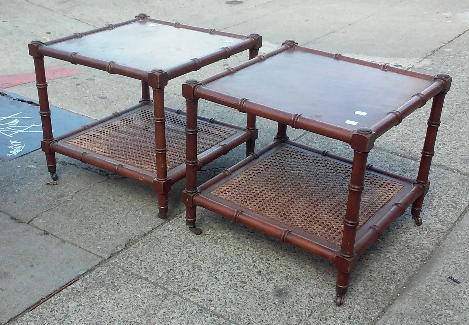 UHURU FURNITURE & COLLECTIBLES SOLD 9563 Faux Bamboo 18" Square End Tables 50 / pair