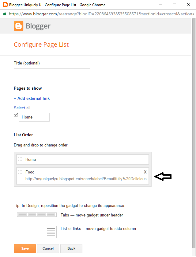 How to add a horizontal menu bar to your blogger