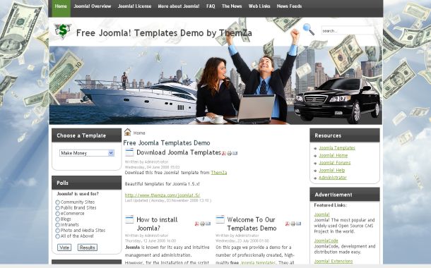Free Business Blue Money Joomla Theme Template