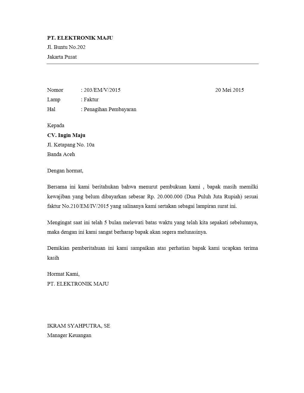 contoh surat tagihan hutang contoh surat tagihan hutang