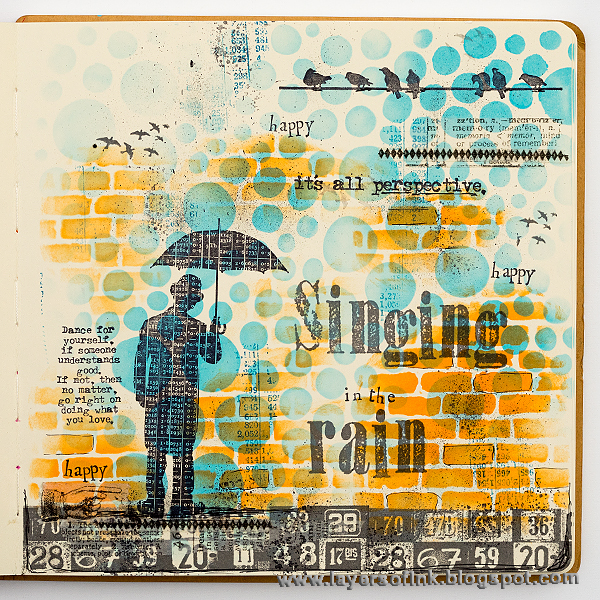 Layers of ink - Singing in the Rain art journal page by Anna-Karin Layers of ink - Singing in the Rain art journal page by Anna-Karin