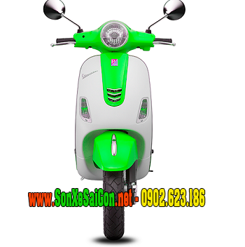 Mẫu sơn xe Vespa LX 125 bi-color trắng xanh cực đẹp