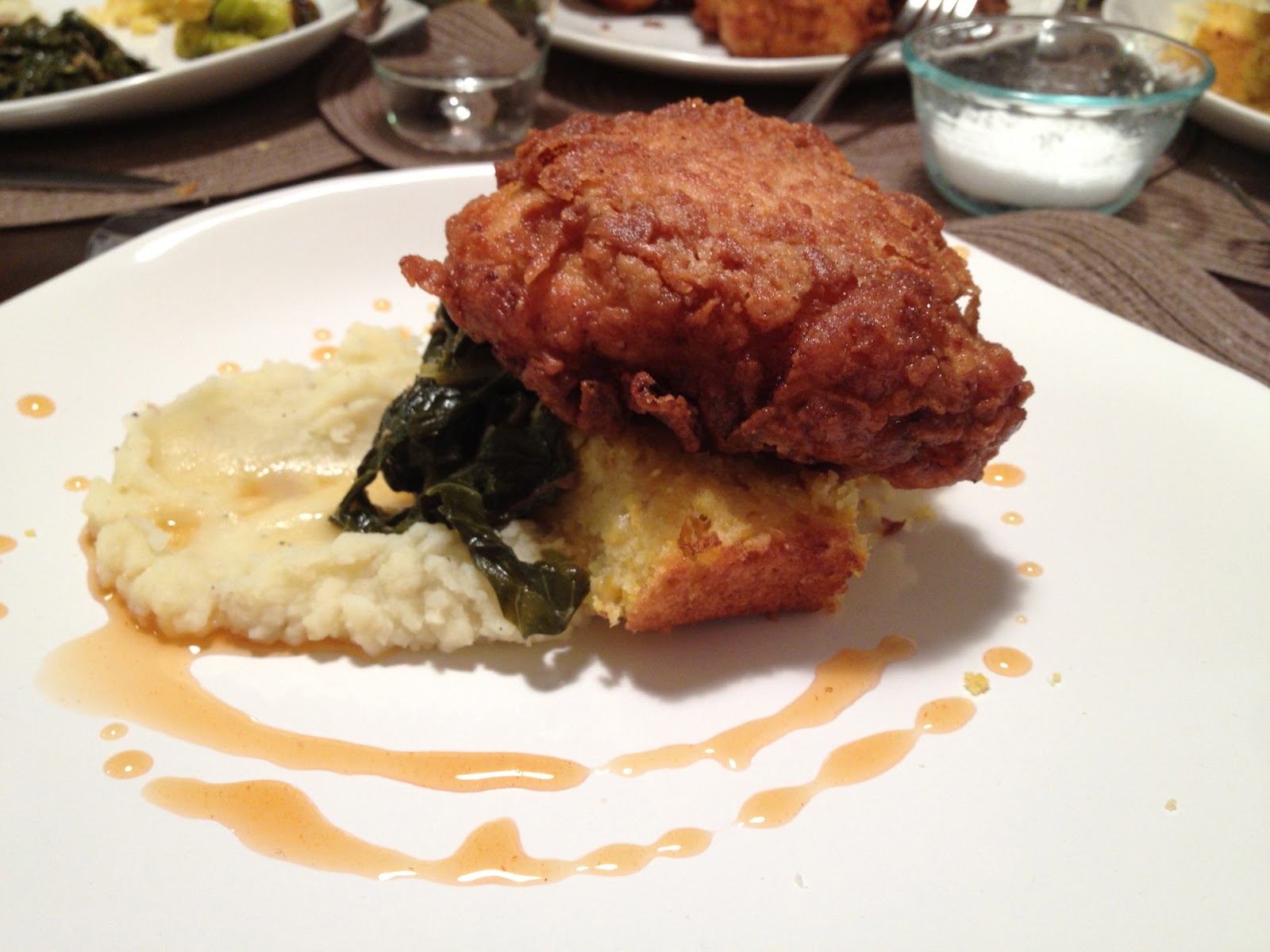 ROCK THIS ONION Soul Food Fried Chicken, Braised Collard Greens, Corn