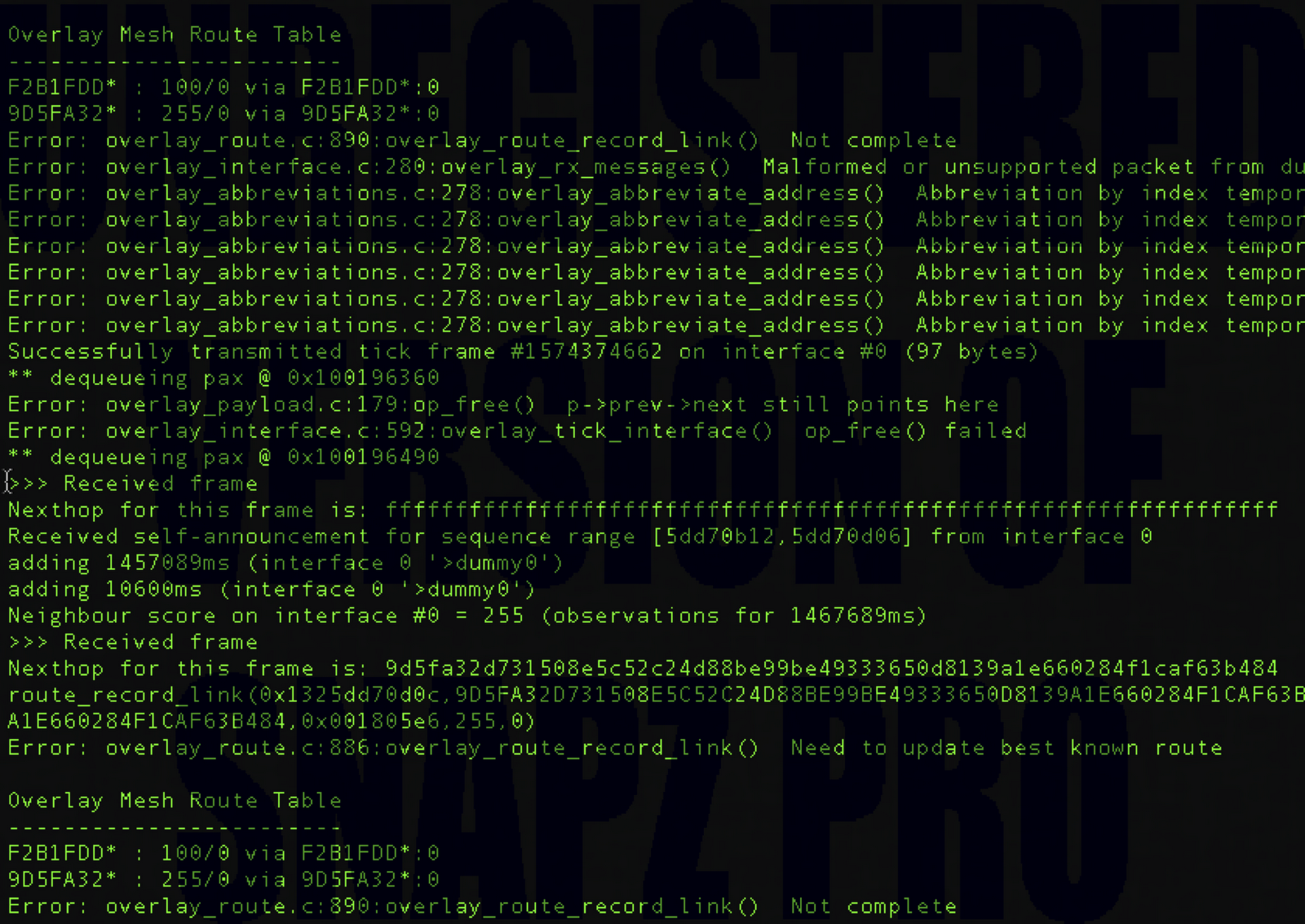 Read address error. Address error.