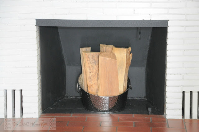 Insert in fireplace painted all black :: OrganizingMadeFun.com Insert in fireplace painted all black :: OrganizingMadeFun.com