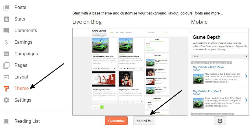 edit html blogger theme