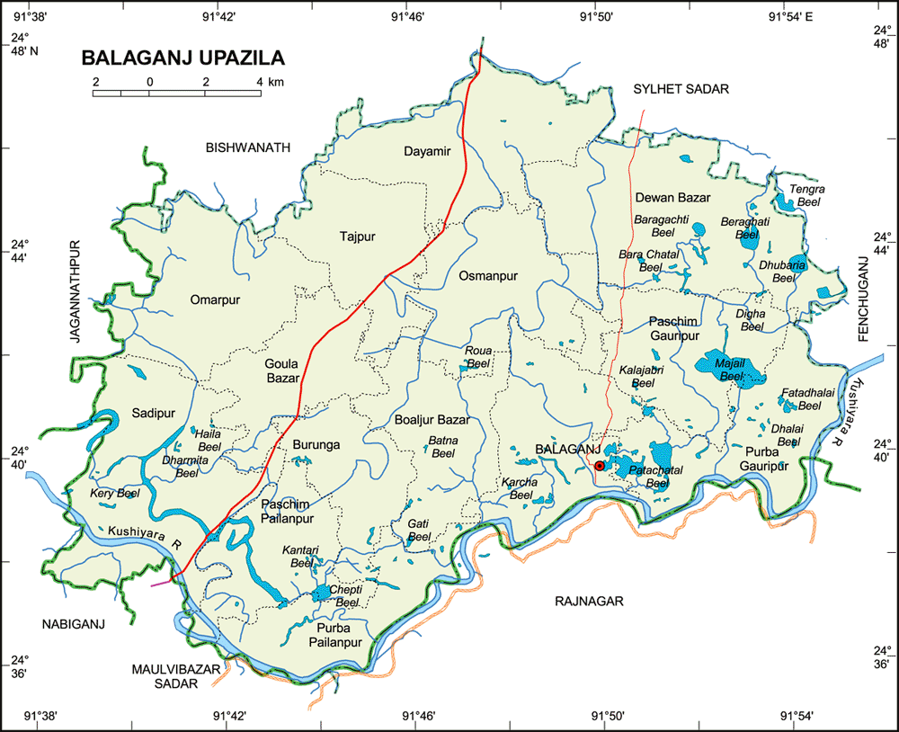 Balaganj Upazila Map Sylhet District Bangladesh