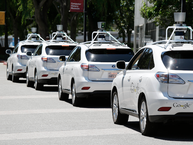 A fleet of Google Driverless Vehicles