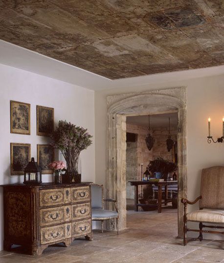 Pamela Pierce Design in a space with reclaimed materials and French limestone.