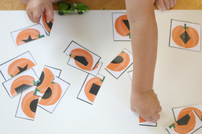 Pumpkin Matching Puzzles pumpkin puzzles for shape identification