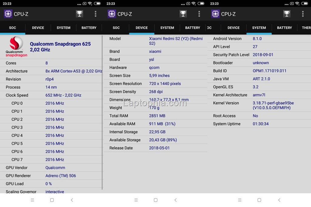 CPU-Z Xiaomi Redmi S2