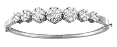 Leslie Ben Jewelry 14k White Gold Diamond Bangle Bracelet 14k White Gold Diamond Bangle Bracelet