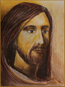 Portrait Jesus oilpastel ellen k