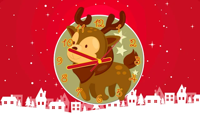 Christmas Reindeer Clock Animated Screensaver