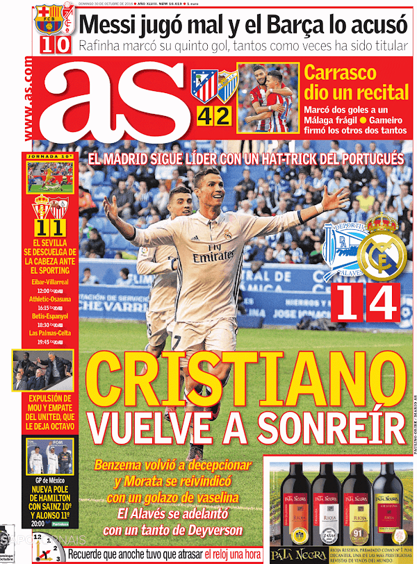 Real Madrid, AS: "Cristiano vuelve a sonreír"