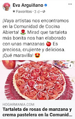 Eva Arquiñano publica en su página oficial mi Tartaleta de Rosas de Manzana y Crema Pastelera