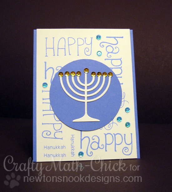 Happy Hanukkah Card by Crafty Math-Chick | Simply Seasonal Stamp set by Newton's Nook Designs #newtonsnook