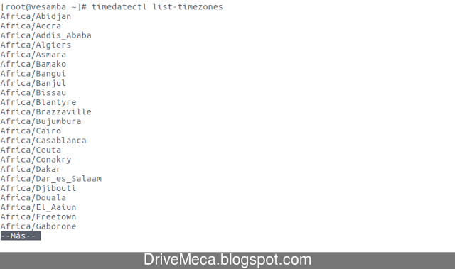 Listando zona horaria en Linux Centos Listando zona horaria en Linux Centos