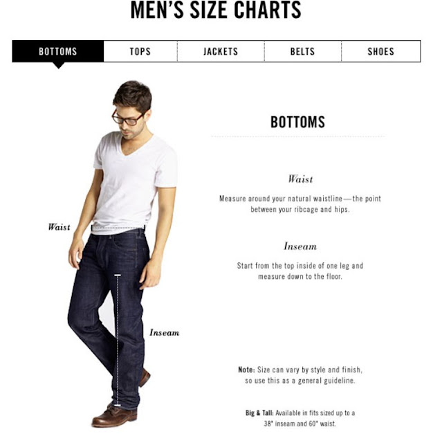 denizen levi's size chart