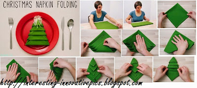 Simple Christmas tree napkin folding video tutorial