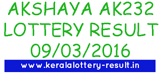 Akshaya AK-232 lottery result 9-3-2016 Kerala Lottery result, Akshaya lottery result today, Kerala akshaya ak 232 lottery result, akshaya ak232 looery kerala, todays akshaya lottery result 9-3-2016, Kerala lottery result, Akshaya Lottery result, Akshay AK-232 lottery result, Todays Akshaya Ak232 Lottery result, Kerala lotteries Akshaya AK 232 result, Akshaya ak-232 result, keralalotteries akshaya ak-232
