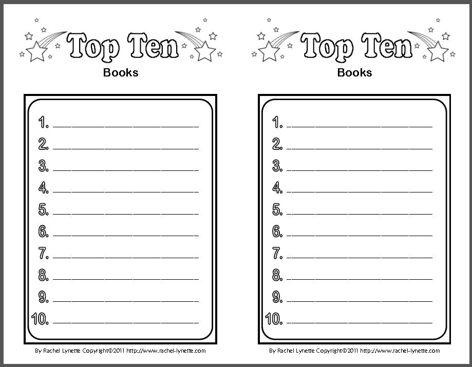 Try A Top Ten Writing Activity Minds In Bloom
