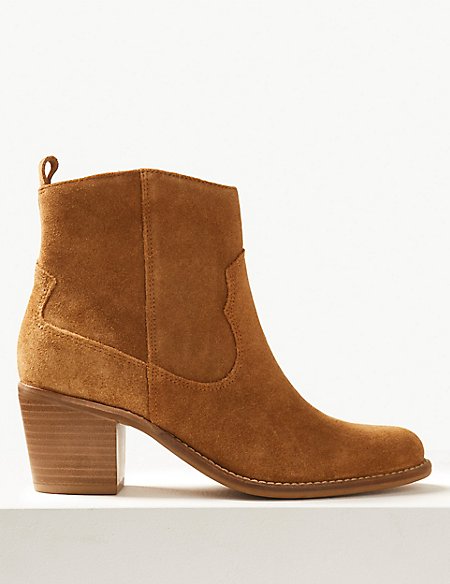 marks and spencer suede western ankle boots