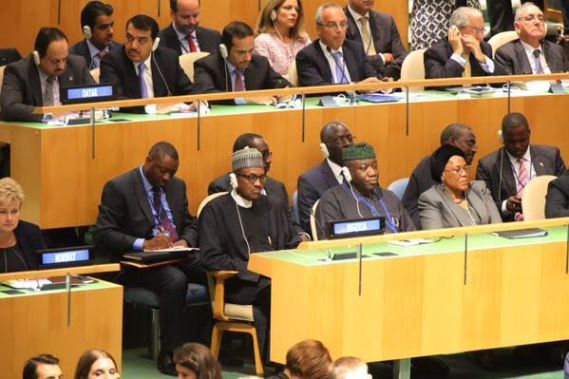 President Buhari seen at the UN General Assembly in New York