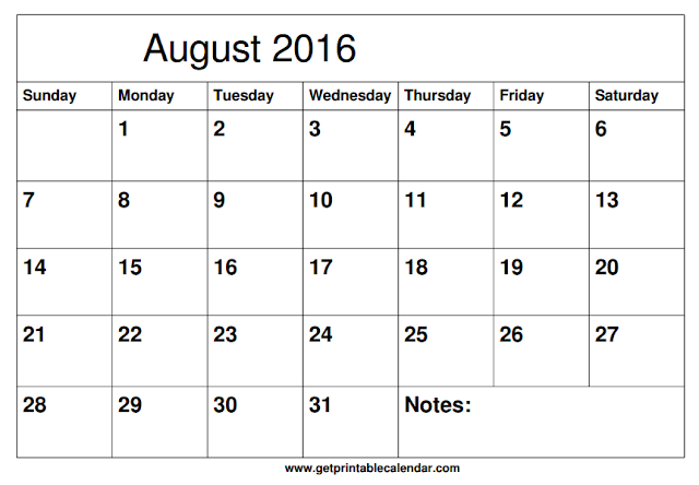 August 2016 Printable Calendar, August 2016 Blank Calendar, August 2016 Calendar, August 2016 Calendar Template, 2016 August Printable, August 2016 Cute Calendar