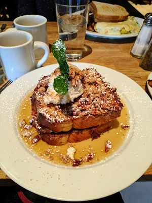 Pecan Pie French Toast for breakfast at Green Eggs Cafe in Center City Philadelphia
